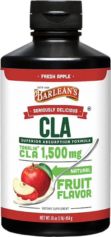 Barlean's Fresh Apple with 1,500 mg of Tonalin CLA - Gluten-Free, Vegan, Kosher - 16-Ounces