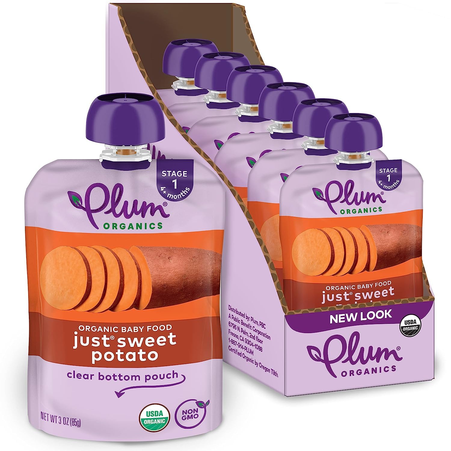 Plum Organics | Stage 1 | Organic Baby Food Meals [4+ Months] | Sweet Potato | 3 Ounce Pouch (Pack Of 6) Packaging May Vary