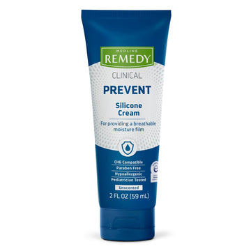 Medline Remedy Clinical Silicone Cream (2 oz), Unscented, Chapped, Sensitive Skin, Breathable, Incontinence Care, Soothing, Breathable Film, Moisturizing, Nourishing