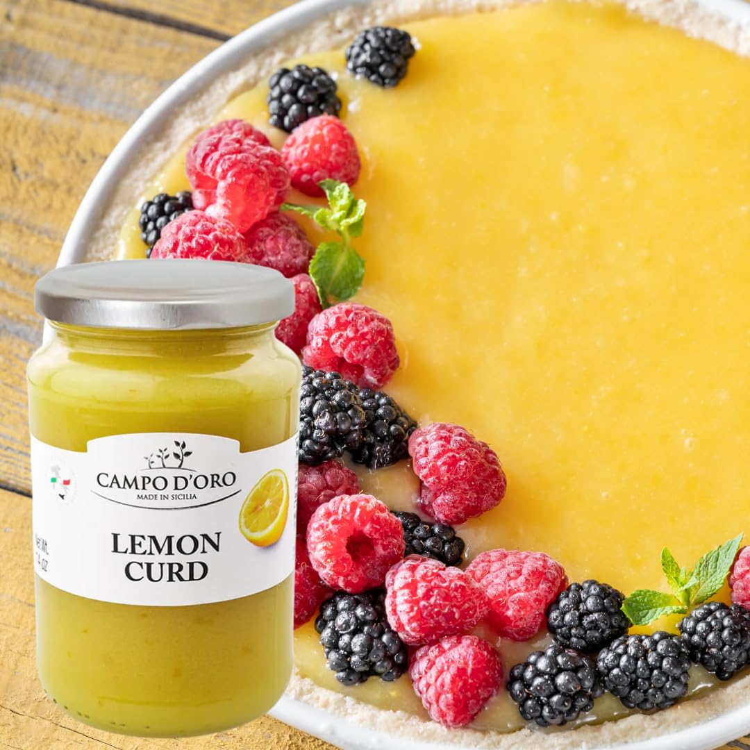 Lemon Curd, 13.8 Oz (390G), Made With Sicilian Lemons In Italy, Citrus Lemon Custard Made With Fresh Lemon, Eggs And Butter, Dessert, Pie Or Tart Filling, Simply Spread It Over Toast, Or On Biscuits, Croissants, Panettoni, Campo D'Oro