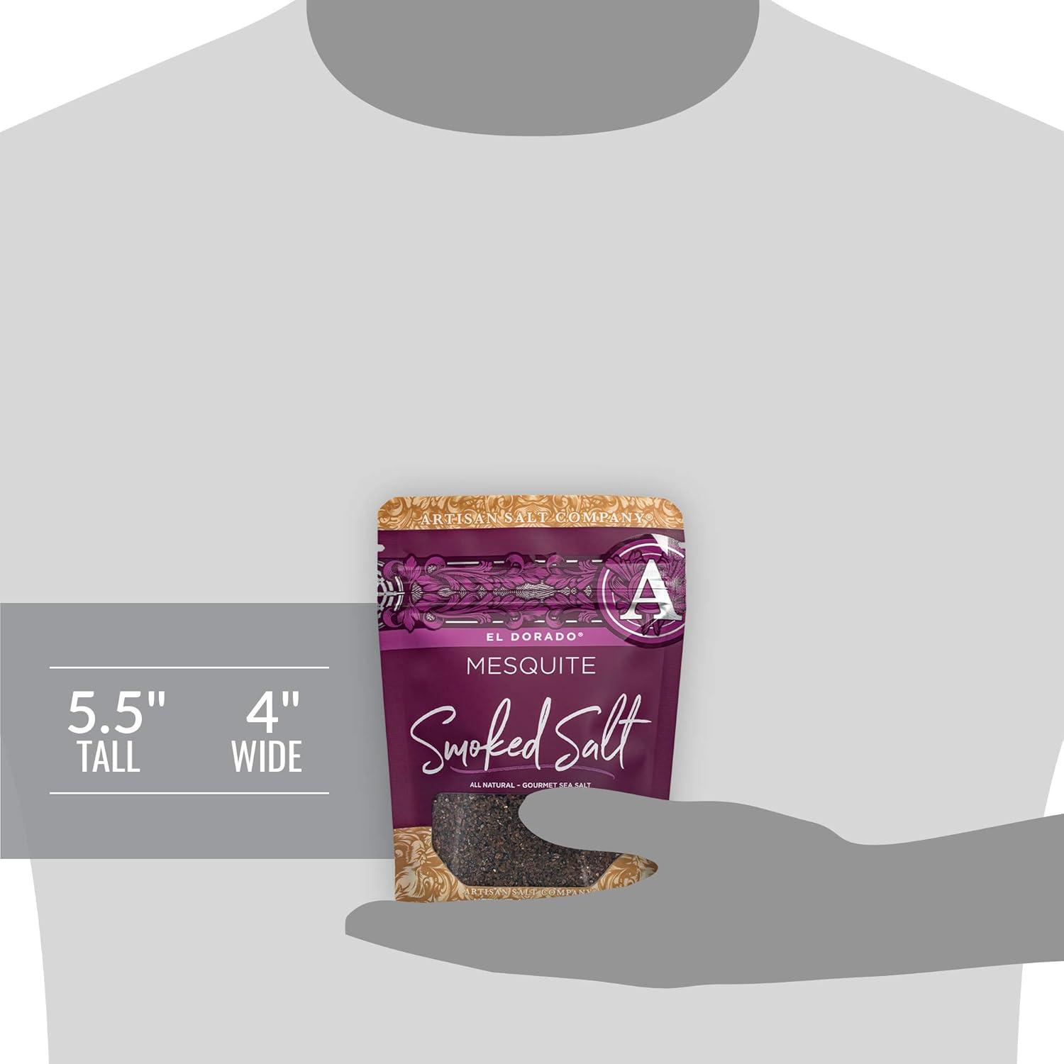 Artisan Salt Company El Dorado Mesquite Smoked Sea Salt, Zip-Top Pouch, 4 Ounce : Grocery & Gourmet Food