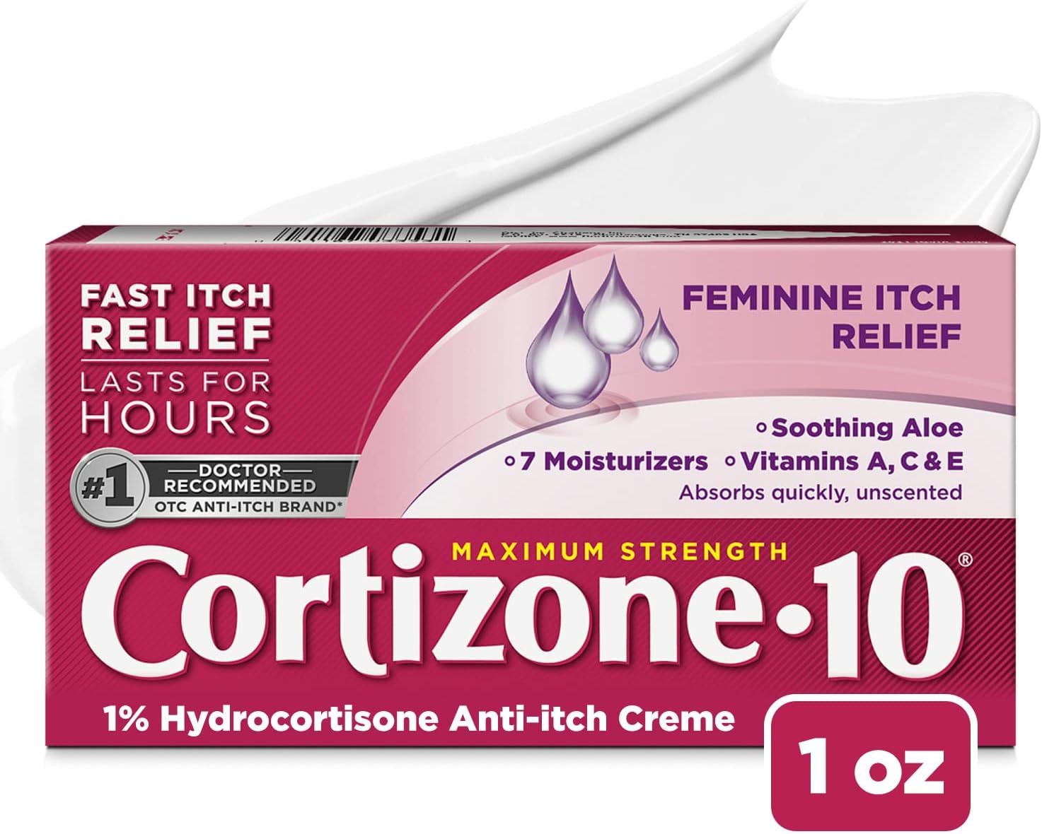 Cortizone 10 Maximum Strength Feminine Itch Cream, 1% Hydrocortisone, 1 oz