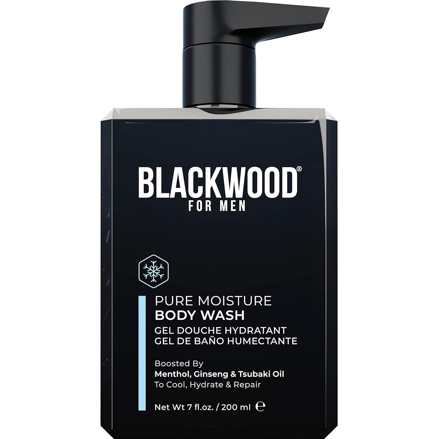 Blackwood For Men Pure Moisture Body Wash - Infused With Ginseng & Menthol - Natural Cleanser For Dry Or Sensitive Skin - Ideal For Workout Recovery - Sulfate Free, Dye Free & Vegan (17 Oz)