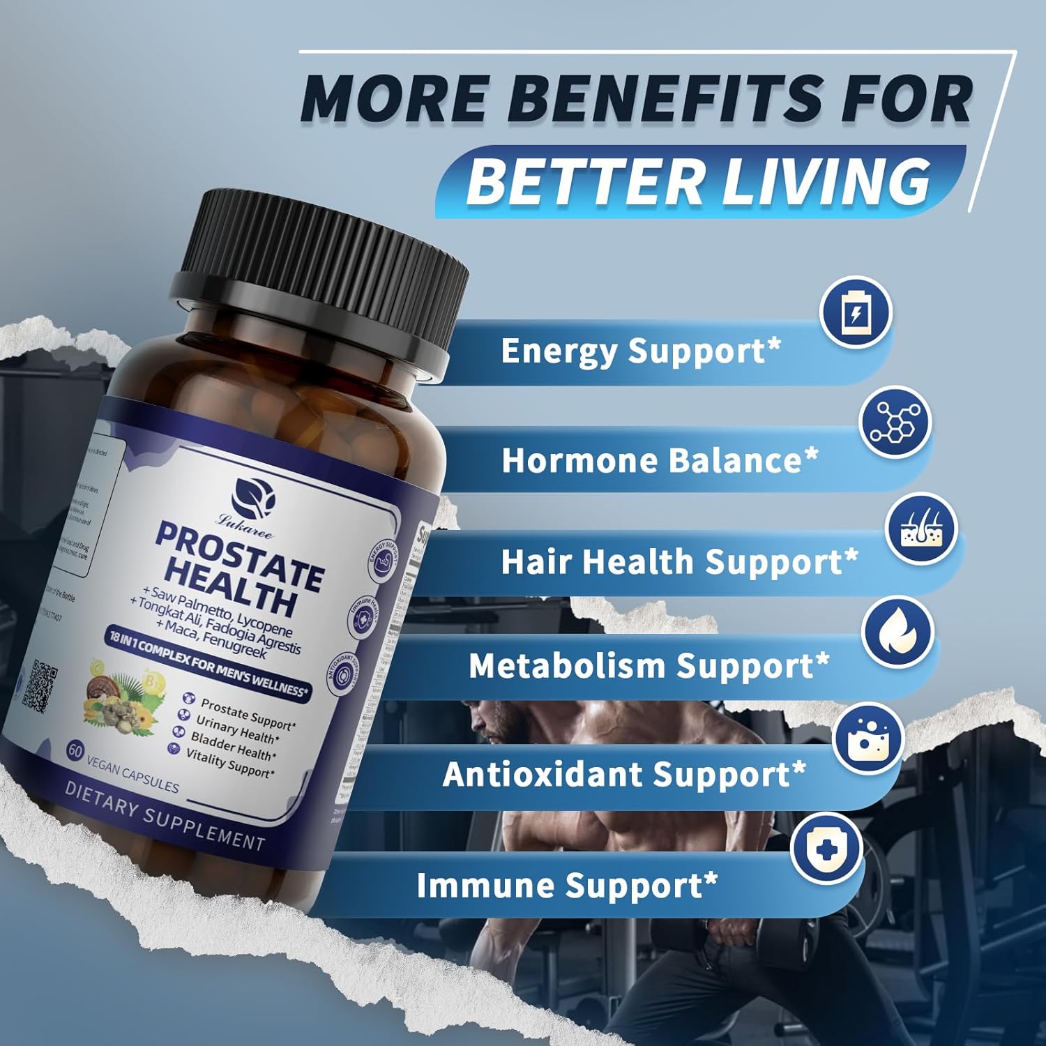 Lukaree Prostate Health Supplements For Men - 18 In 1 Saw Palmetto With Pumpkin Seed & Nettle - Advanced Dht Blocker - Urinary Tract Health Support - Enhanced With Ashwagandha, Reishi, 90 Capsules : Health & Household
