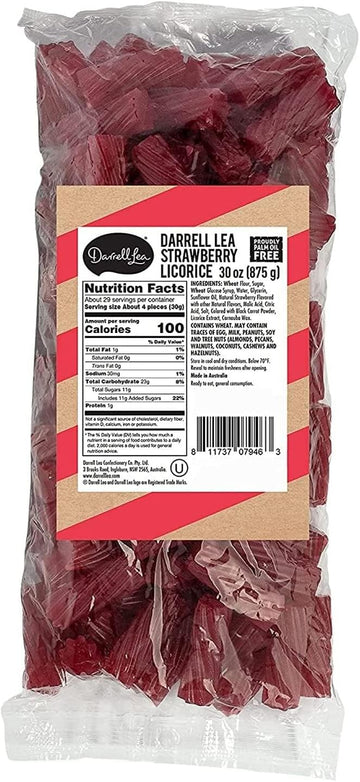 Darrell Lea Liquorice Strawberry Twist Bulk - Mouthwatering & Soft Liquorice - Perfect For Sweets Gift Box - Vegetarian Sweeties - 875 Grams