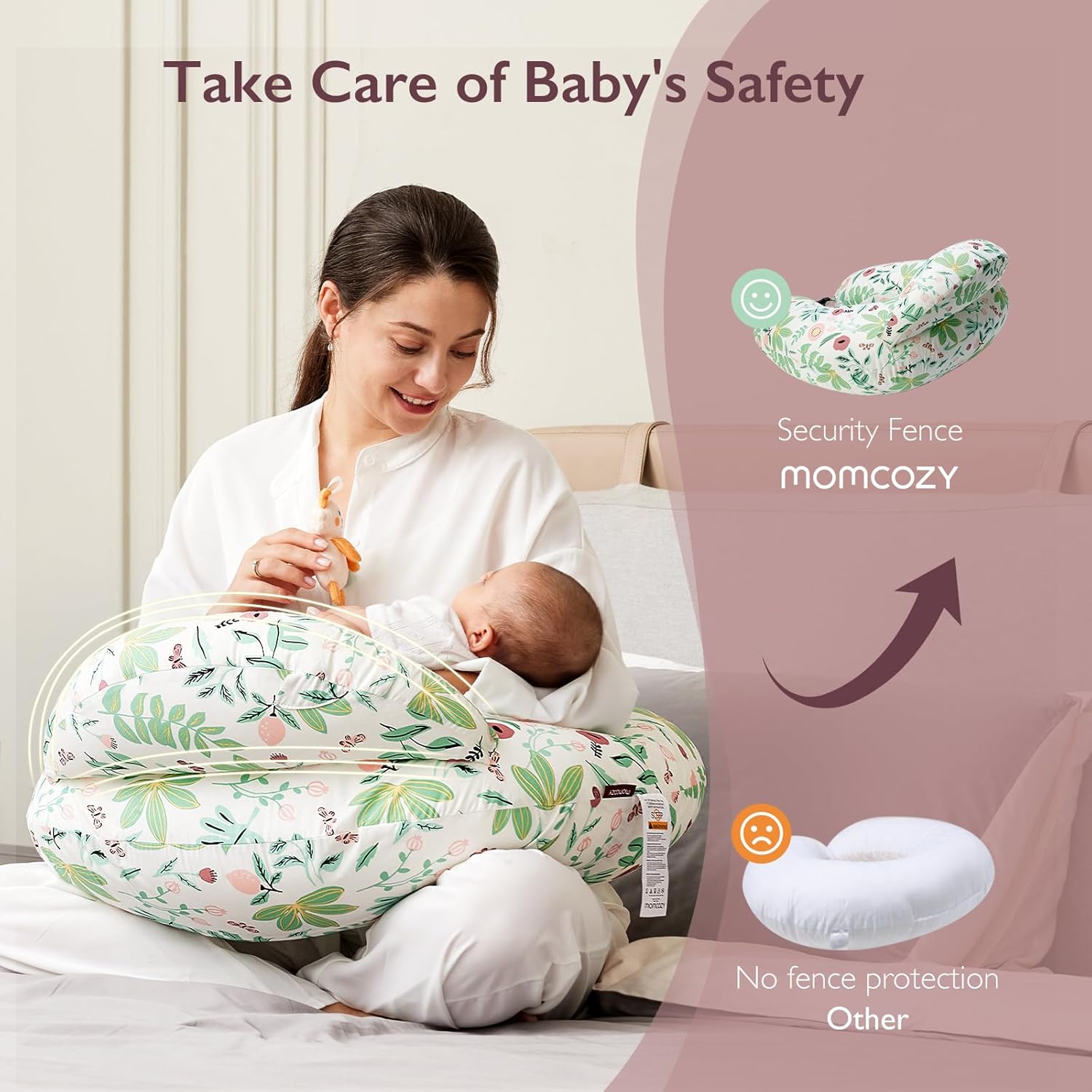 Momcozy Original Nursing Pillow and Positioner - Plus Size Feeding Pillow | Breastfeeding, Bottle Feeding, Baby Support | with Adjustable Waist Strap and Removable Cotton Cover, Green Forest : Baby