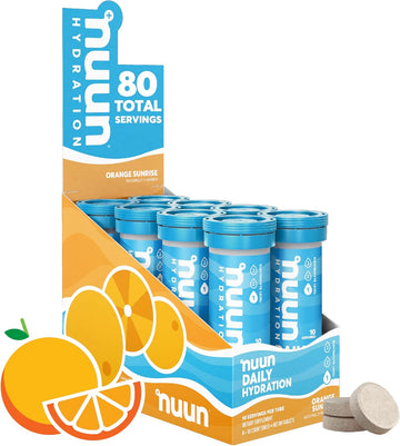 Nuun Hydration Daily, Wellness Electrolyte Tablets, Orange Sunrise | No Sugar | 5 Essential Electrolytes For Hydration| Vegan, Gluten Free | 8 Pack (80 Servings)