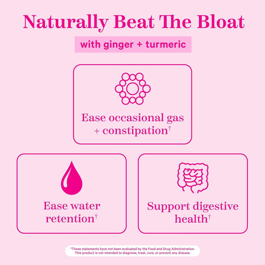 Pink Stork Bloat Gummies - Turmeric and Ginger for Digestion, Detox, Gas, Energy Support, and Immune Health - 60 Spiced Apricot Bloating Supplements