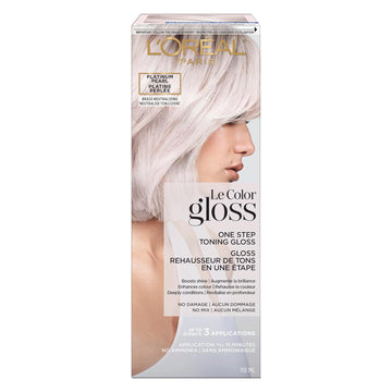 L'Oreal Paris Le Color Gloss One Step In-Shower Toning Hair Gloss For Bleached Hair, Neutralizes Brass, Conditions & Boosts Shine, Platinum Pearl, 4 Ounce