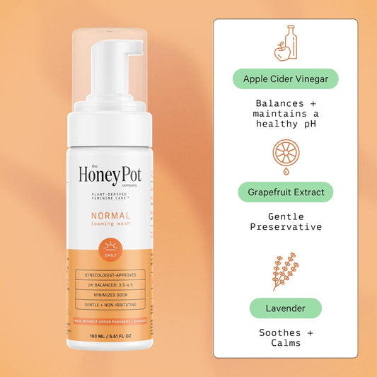 The Honey Pot Company - Feminine Wash - Herbal Infused Feminine Hygiene Wash For Sensitive Skin Types - Ph Balanced Plant Based Feminine Products - Normal - 5.51 Fluid Oz