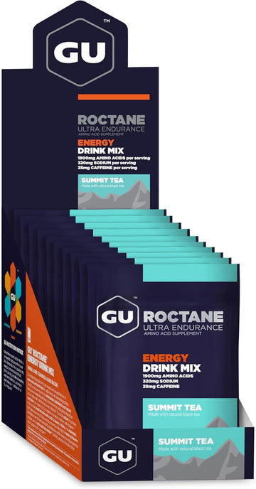 Gu Energy Roctane Ultra Endurance Energy Drink Mix, Vegan, Gluten-Free, Kosher, And Dairy-Free N-The-Go Energy For Any Workout, 10 Single-Serving Packets, Summit Tea