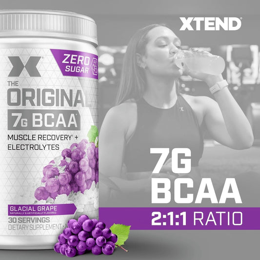 Xtend Original Bcaa Powder Glacial Grape | Sugar Free Post Workout Muscle Recovery Drink With Amino Acids | 7G Bcaas For Men & Women | 30 Servings