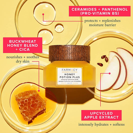 Farmacy Honey Potion Plus Face Mask - Antioxidant Rich Hydration Mask - Natural Moisturizing Facial Mask (9.6ml)