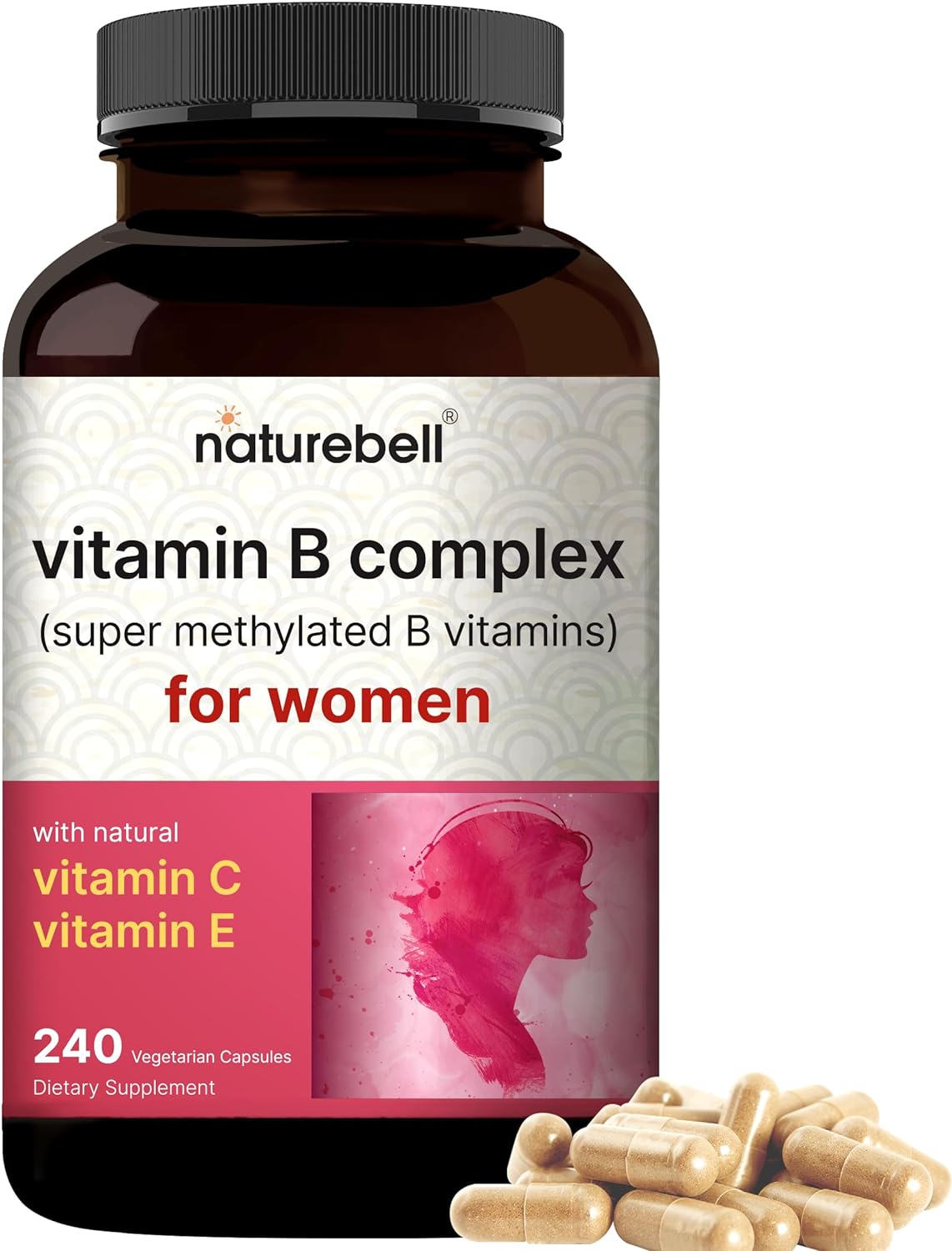 Vitamin B Complex For Women, 240 Veggie Capsules | Methylated Multivitamin B Complex | B12, Folate, Biotin & More – With Natural Vitamin C, E, Choline & Inositol – Immune, Energy & Prenatal Support