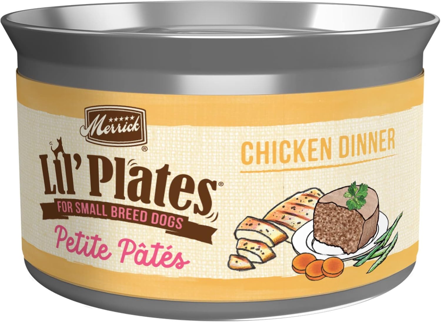 Merrick Lil’ Plates Petite Pates Premium Grain Free Wet Dog Food, Natural Soft Small Dog Food, Chicken Dinner - (Pack Of 24) 3 Oz. Cans