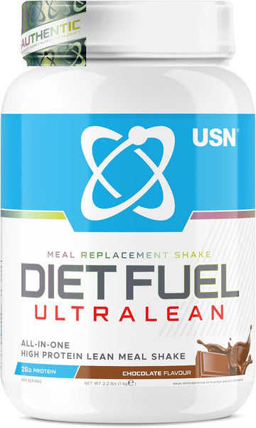 Usn Diet Fuel Ultralean Meal Replacement Shake Powder (Chocolate, 1Kg - 18 Servings/Meals) Tasty High Protein Shake To Feel Full For Longer, Weight Control Powder, Drink Mix With 25G Protein
