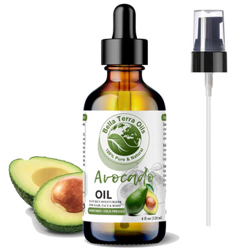 Bella Terra Oils - Avocado Oil 4oz - Pure Essence of Cold-Pressed Avocado, Boosted with Vitamin A, Impeccable for Mixing and Blending