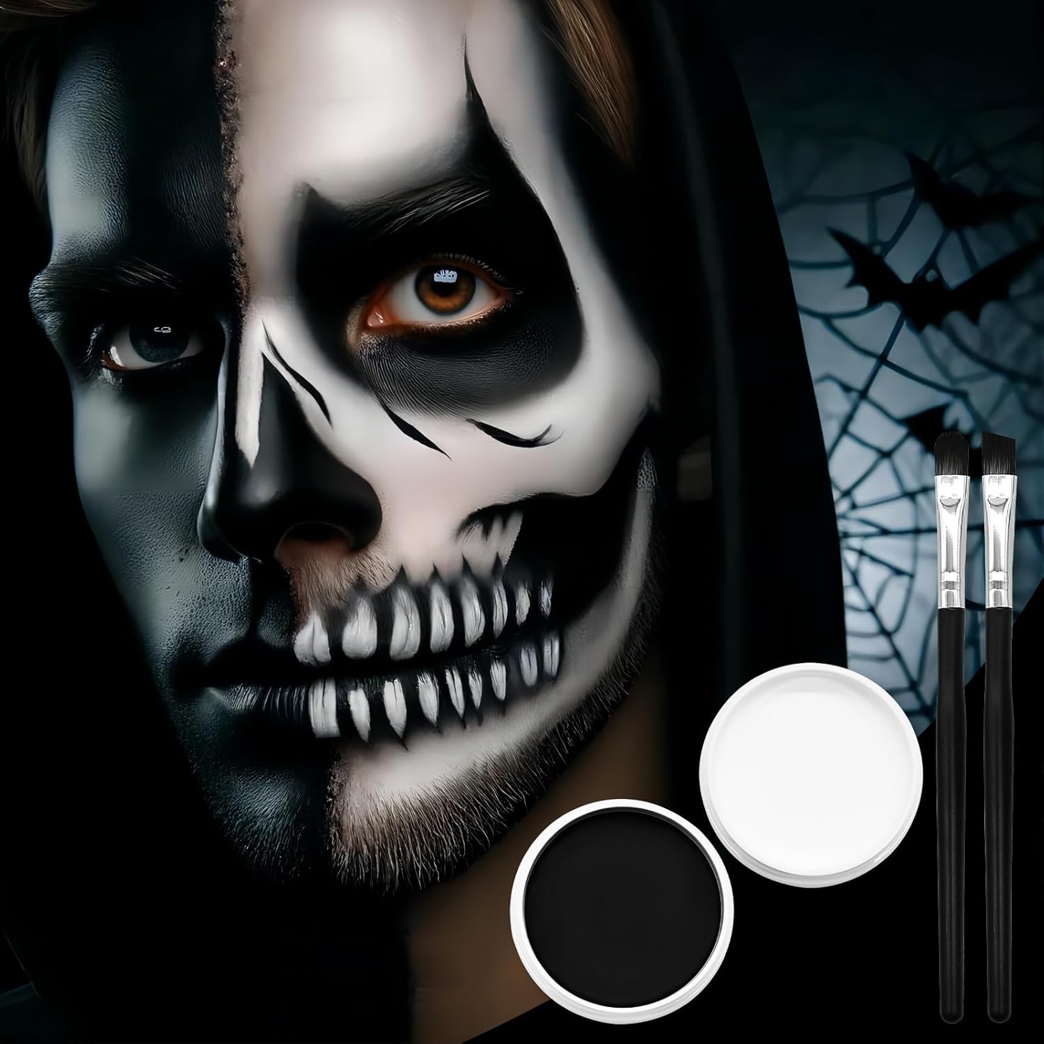 Black And White Face Paint Set - 2.47 Oz Halloween Face Body Paint Skeleton Ghost Skull Cosplay Costume Professional Sfx Corpse Special Effects Makeup Kit For Adults Kids Full Coverage Skin Paints : Arts, Crafts & Sewing