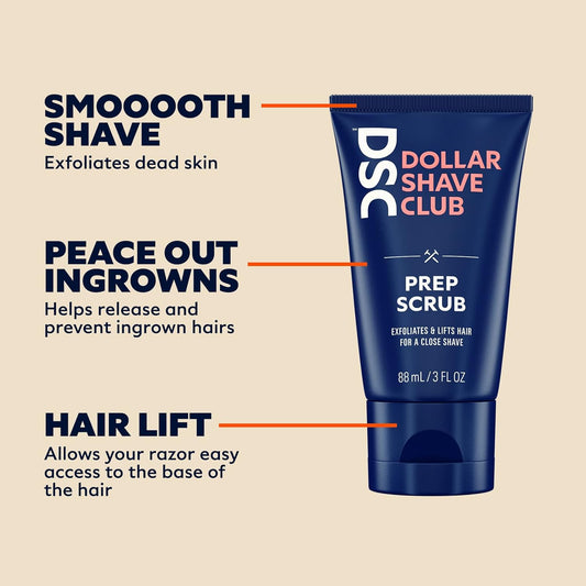 Dollar Shave Club | Prep Scrub 2 Ct. | A Pre-Shave Exfoliant Scrub For Face & Body, Exfoliates Dead Skin Cells And Lifts Hairs For A Close Shave, Helps Prevent Ingrown Hairs, Exfoliating Face Scrub