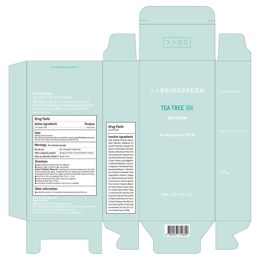 Bring Green Tea Tree Cica Mineral Sunscreen Spf 50+ Pa++++ | Non-Nano Zinc Oxide Face Sun Lotion, Reef Safe Korean Sunscreen For Sensitive Skin, Oil-Free, 1.69 Fl. Oz