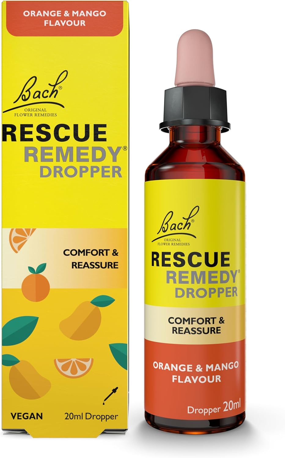 Rescue Remedy Dropper 20Ml (Mint & Apple) Comfort & Reassurance, Alcohol Free, Natural Emotional Wellness Day Support, Flower Essence Vegan Formula, Travel, Exams