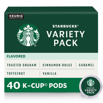 Starbucks K-Cup Coffee Pods, Naturally Flavored Coffee Variety Pack For Keurig Brewers, 100% Arabica, 1 Box (40 Pods)