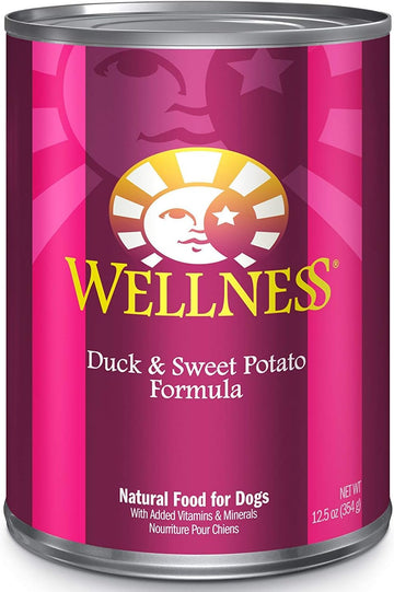 Wellness Complete Health Natural Wet Canned Dog Food, Duck & Sweet Potato, 12.5-Ounce Can (Pack Of 12)