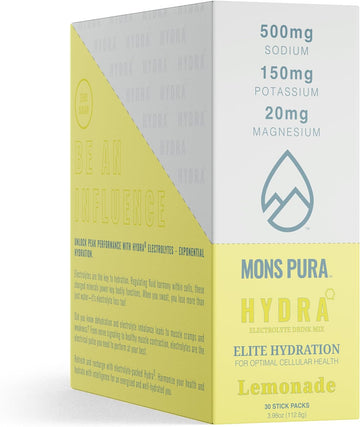 Mons Pura Hydra Lemonade Electrolyte Drink Mix - 30 Count