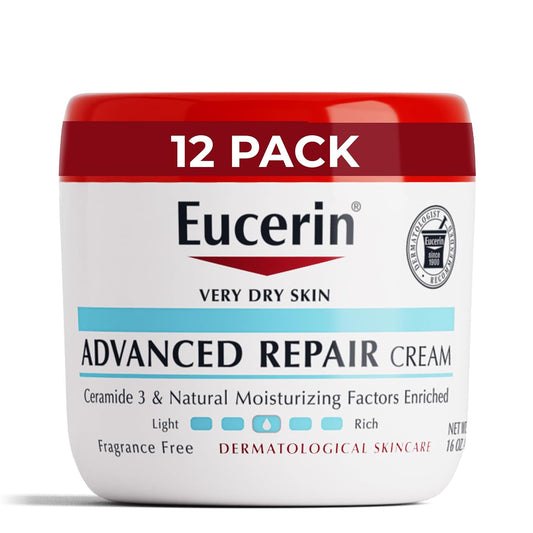 Eucerin Advanced Repair Body Cream, Fragrance Free Body Cream for Dry Skin, Body Moisturizer, 16 Oz Jar (Pack of 12) : Beauty & Personal Care