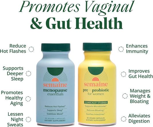 Peri/Menopause & Gut Health Bundle - Ease Bloating, Indigestion, Hot Flashes & Thinning Hair. Support Mood, Sleep, Hormones & Immunity | 1 Month Supply