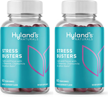 Hyland's Stress Busters, Calm Gummies Naturals with L-Theanine, Lemon Balm and Chamomile, 60 Vegan Gummies (2 Bottles of 60)