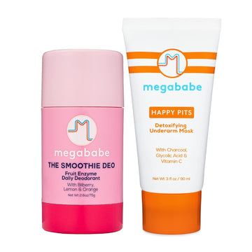 Megababe Underarm 2-Piece Bundle - Smoothie Deo Daily Deodorant 2.6 Oz & Happy Pits Underarm Mask 3 Fl Oz | Odor Protection, Aluminum Free