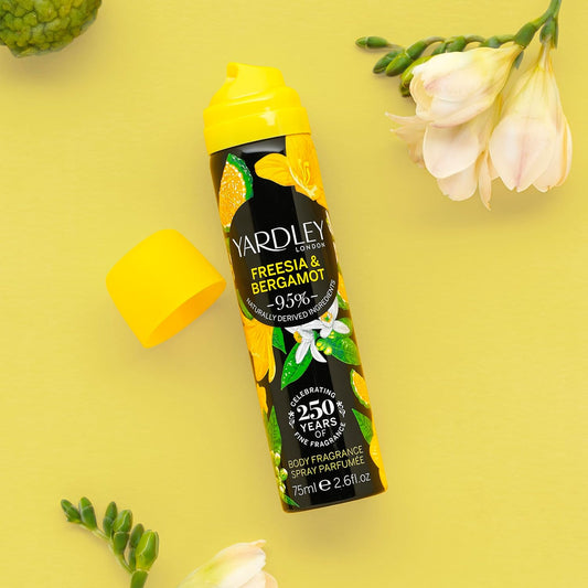 Yardley London Freesia And Bergamot Body Spray, Floral Body Spray For Women With Notes Of Bergamot And Lemon, Freesia Body Mist For Women 75Ml