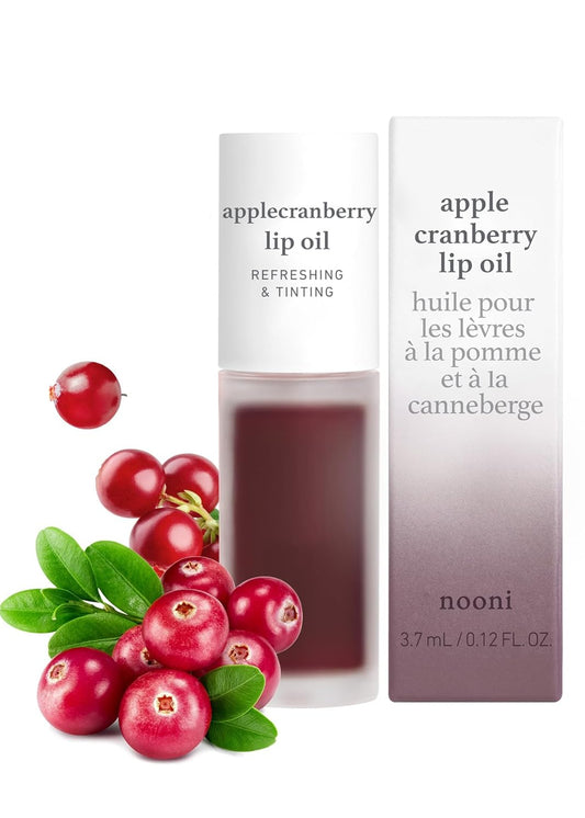 Nooni Korean Vegan Lip Oil - Applecranberry, 0.12 Fl Oz + Korean Lip Oil - Applemint, 0.12 Fl Oz Bundle