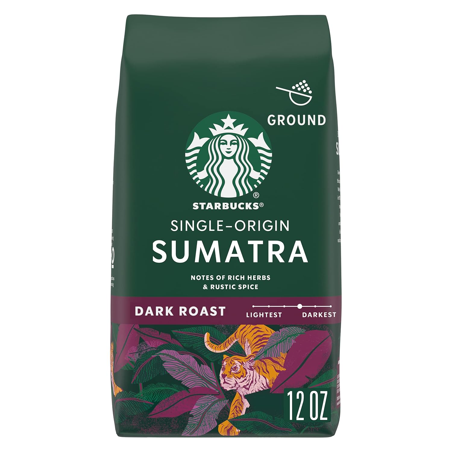 Starbucks Ground Coffee, Dark Roast Coffee, Sumatra, 100% Arabica, 1 Bag (12 Oz)