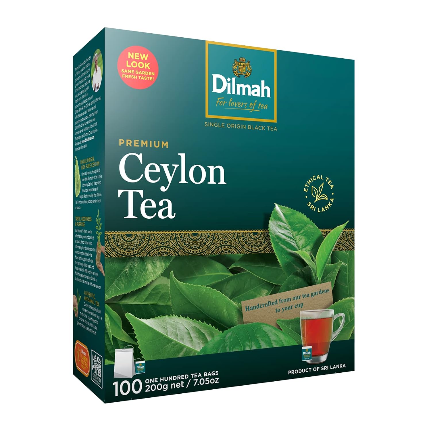 Dilmah Premium Ceylon Black Tea - 100 Tea Bags (Single Pack)-Strong, Robust, And Aromatic For Everyday Drinking-Unblended Single Origin Teas Packed At The Source