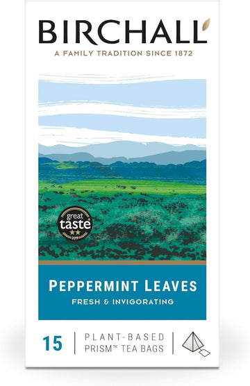 Birchall Tea Bags, Peppermint Tea Gift Set, Caffeine Free Tea Bursting With Full Flavour, Perfect Vegan Gifts, 15 Plant-Based Prism Tea Bags