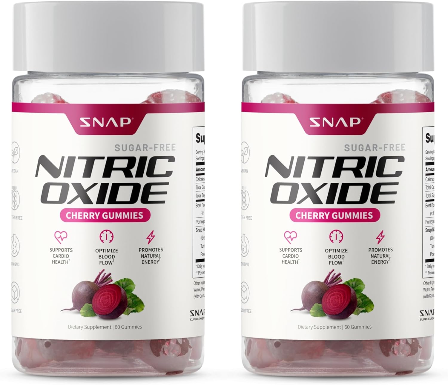 Snap Supplements Nitric Oxide Beet Root Gummies - Support Healthy Blood Circulation, 120 Gummies