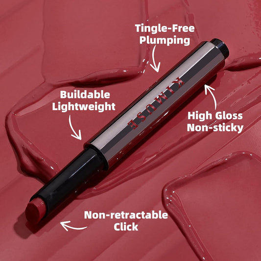 Kimuse Lip Plumper, Hydrating Korean Lip Gloss, Click Tinted Lip Balm Solid Lipstick For Plumps & Moisturizes, Long-Wearing All-In-One Lip Plumping, Gloss, Balm