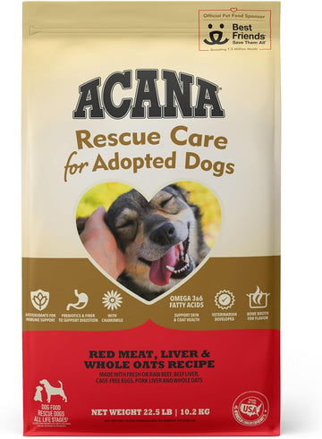 Acana Rescue Care For Adopted Dogs Dry Dog Food, Red Meat, Liver & Whole Oats Recipe, 22.5Lb