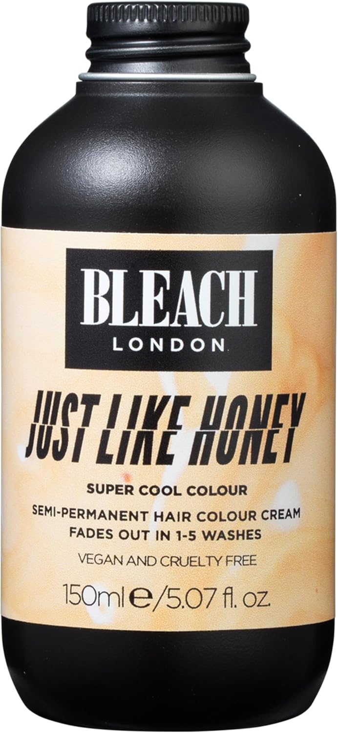 Bleach London Just Like Honey Semi-Permanent Hair Colour Cream - Golden Blonde, Vegan, Cruelty Free, Vibrant Temporary Dye 150 Ml