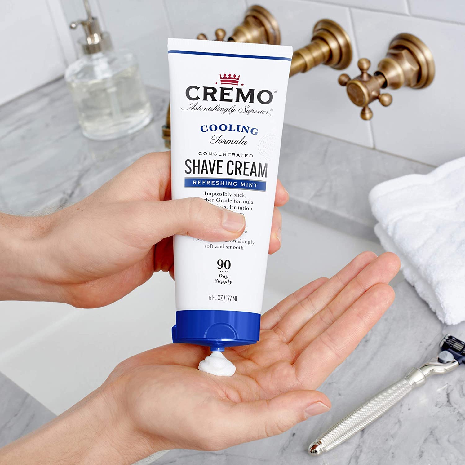Cremo Barber Grade Cooling Shave Cream, Astonishingly Superior Ultra-Slick Shaving Cream for Men, Fights Nicks, Cuts and Razor Burn, 6 Fl Oz : Beauty & Personal Care