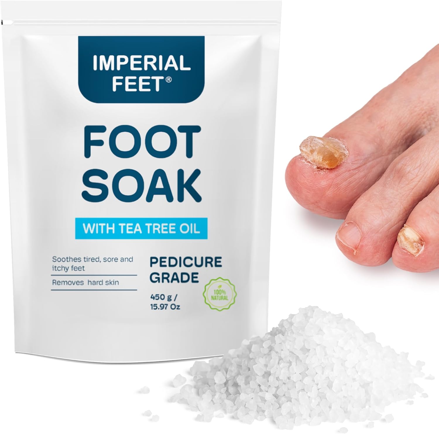 Pedicure Quality Foot Soak With Tea Tree Oil & Epsom Salt | Helps Treat Nail Fungus Athletes Foot | Anti Fungal Nail Treatment | Foot Moisturiser & Deodorizer Feet Soak | Exfoliating Foot Soak