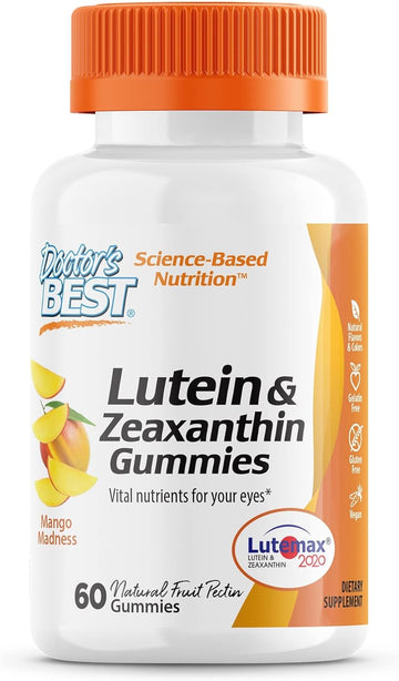 Doctor's BEST Lutein Gummies with Lutemax 2020, 60 Ct, Chewable Natural Eye Support Supplement, Marigold Lutein, Zeaxanthin, Eye Health & Macular Support, Non-GMO, Natural Fruit Pectin, Vegan