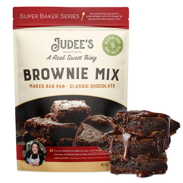 Judee's Gluten Free Brownie Mix, Super Baker Series - Makes Up to 16 Brownies with Only 2 Ingredients - Gluten Free Baked Goods - Makes a Classic Tasting Chocolate Brownie - Tasty Homemade Dessert