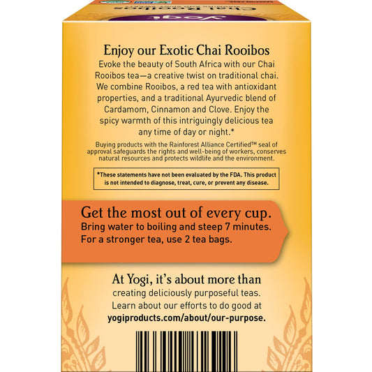 Yogi Tea - Chai Rooibos Tea (6 Pack) - Warming And Spicy Sweet With Antioxidants And Ayurvedic Herb Blend - Caffeine Free - 96 Organic Herbal Tea Bags