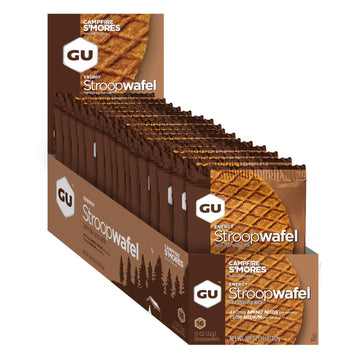 Gu Energy Stroopwafel Campfire S'Mores Sports Nutrition Waffle, Caffeine-Free, And Kosher Dairy, On-The-Go Energy For Any Workout, 16 Count