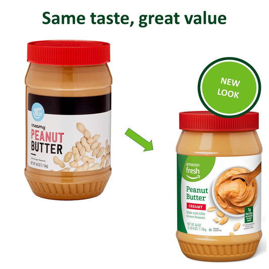 Amazon Brand, Happy Belly Creamy Peanut Butter, 2.5 Lb (Pack of 1), (Packaging May Vary)