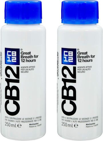 CB12 Mint Menthol Safe Breath Mouthwash (250ml) - Pack of 2 by Grocery