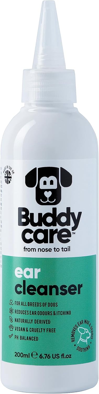 Dog Ear Cleanser by Buddycare | Soothing Ear Cleaning Solution for Dogs | Naturally Derived Ingredients With Aloe Vera (200ml)